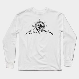 Mountain Range Compass - Funny Hiking Mountains Directions Long Sleeve T-Shirt